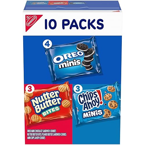 Nabisco Cookies Variety Pack, OREO Minis, Nutter Butter Bites, and CHIPS AHOY! Minis Cookies, 10 Snack Packs