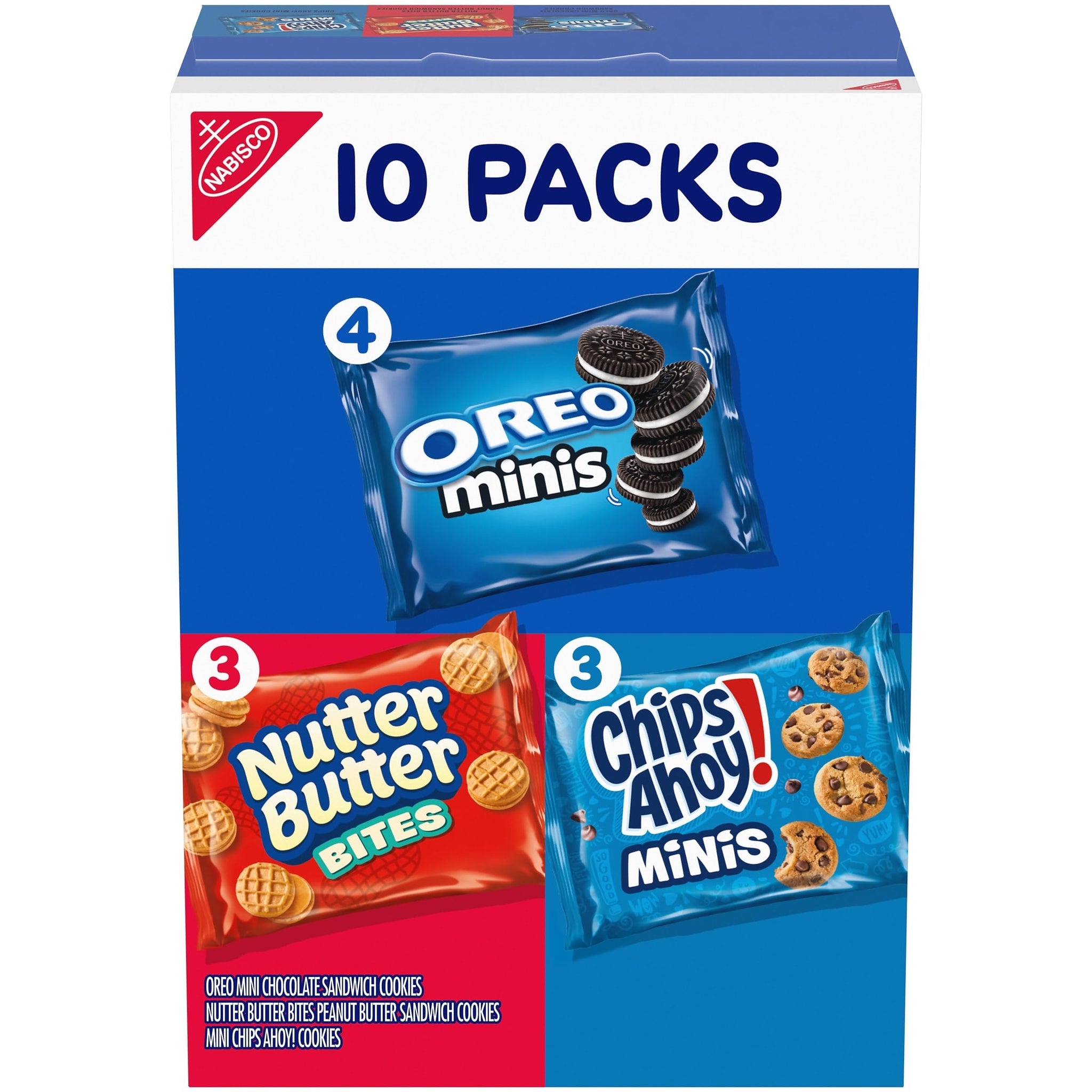 Nabisco Cookies Variety Pack, OREO Minis, Nutter Butter Bites, and CHIPS AHOY! Minis Cookies, 10 Snack Packs