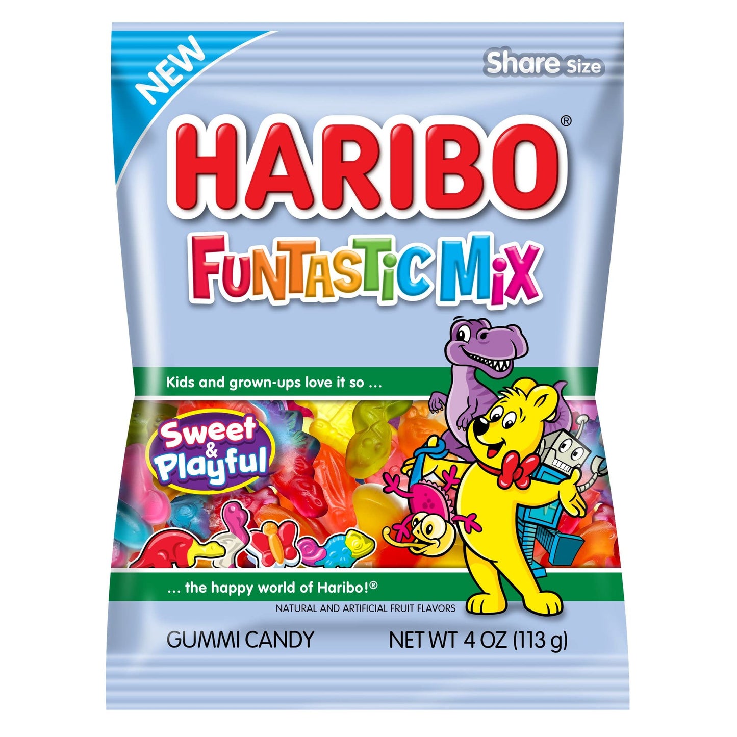 Haribo Funtastic Mix Share Size Gummy Candy-Sweet and Playful- Shapes Include Alligators, Frogs, Planes and Robots. Oodles of Shapes and Flavors!, 4