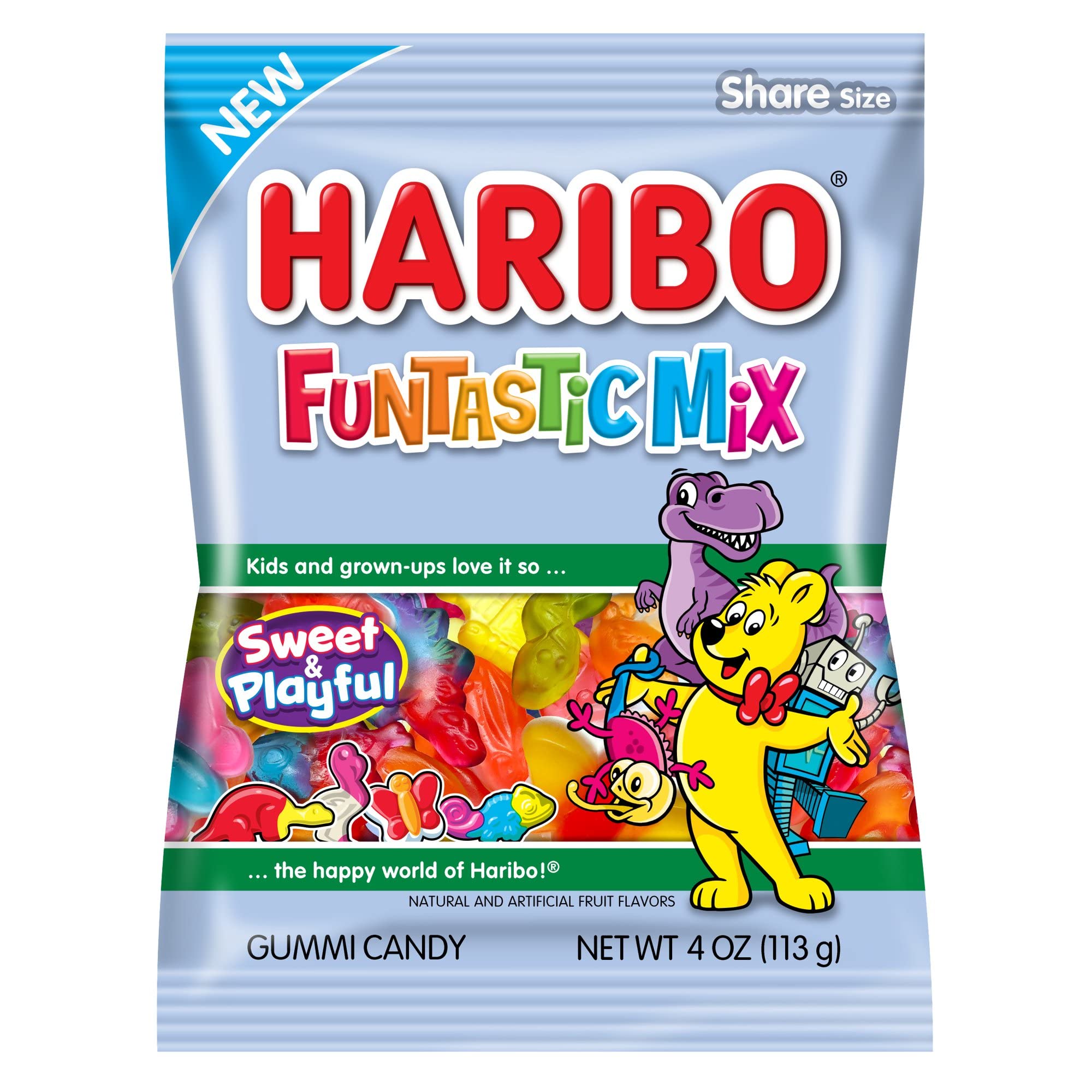 Haribo Funtastic Mix Share Size Gummy Candy-Sweet and Playful- Shapes Include Alligators, Frogs, Planes and Robots. Oodles of Shapes and Flavors!, 4