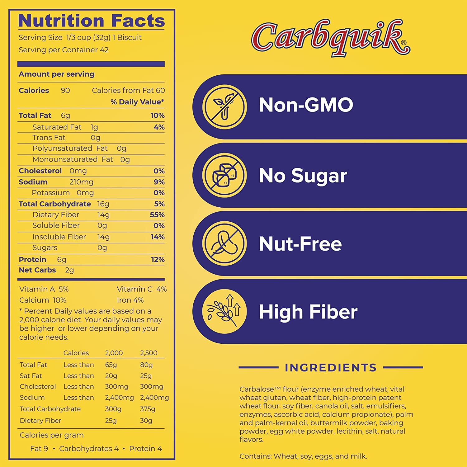 Carbquik Biscuit & Baking Mix (3 lb) Mix for Keto Pancakes, Biscuits, Pizza Crust, Bread, and More - Keto Food - No Sugar - Low Carb - Nut Free