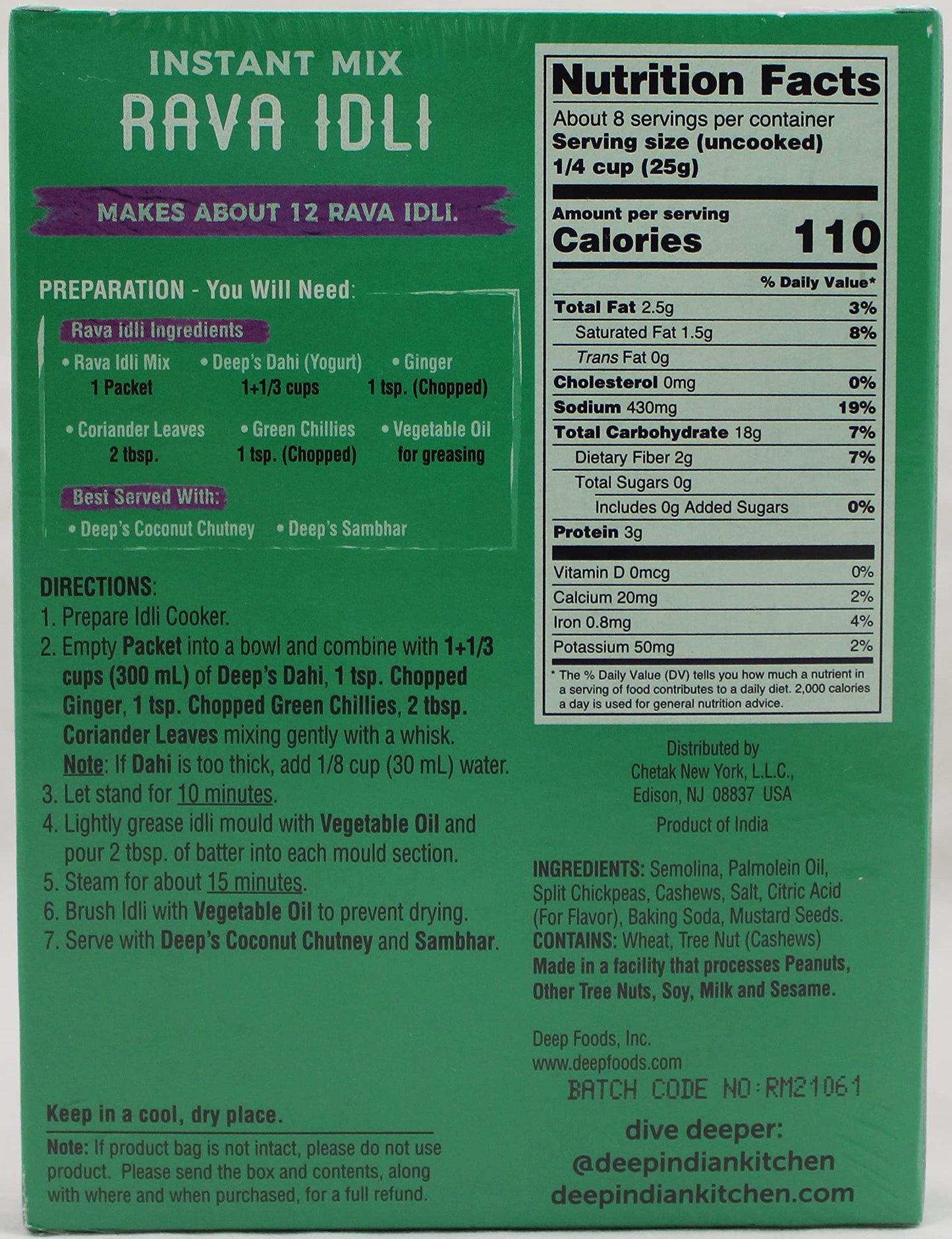Deep, Rava Idli Mix, 200 Grams(gm)