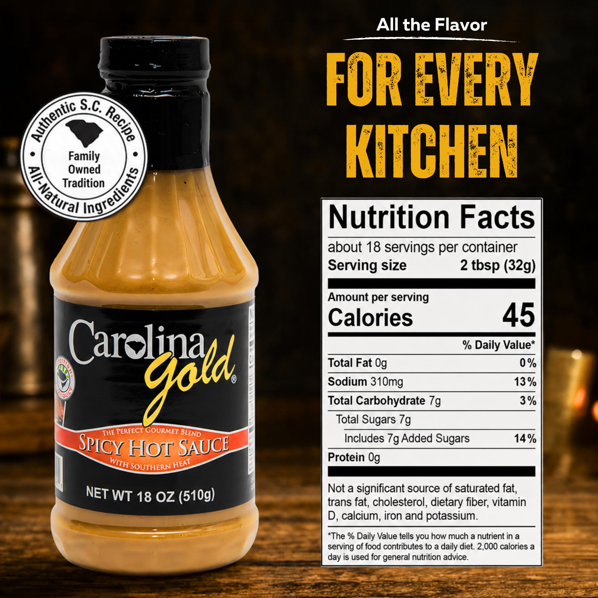 HOUSE Carolina Gold Spicy Hot Sauce, 18 OZ