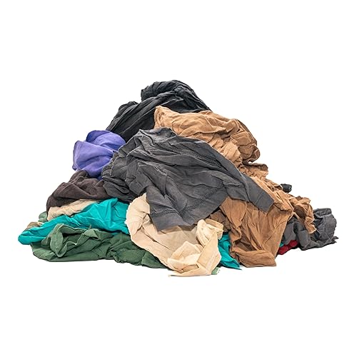 Buffalo Industries (10085PB) Recycled Multicolored T-Shirt Cloth Rags, 50 lb. bag, All-Purpose Rag for Cleaning, Paint Spills and Cleanup, Staining