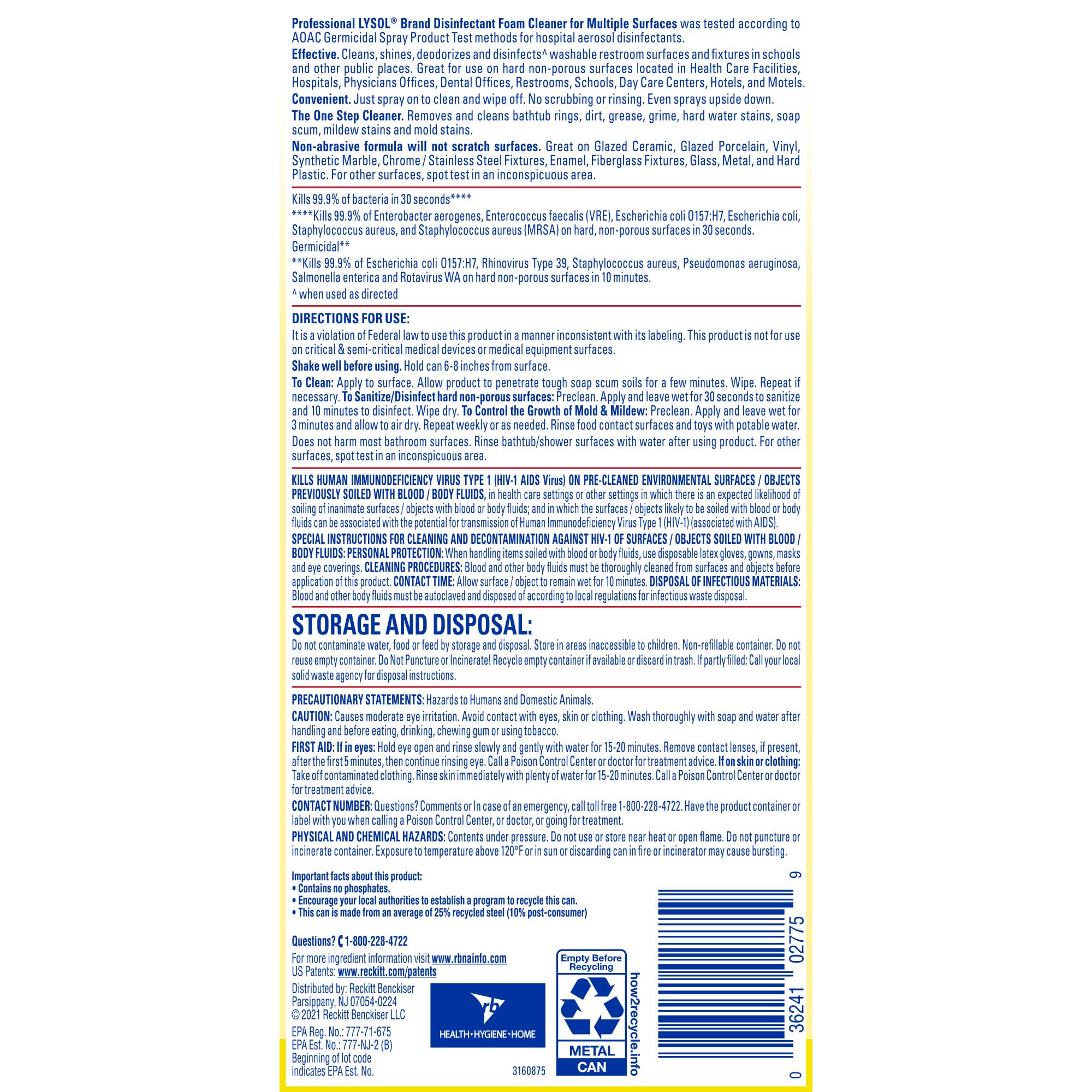 Lysol Professional Foam Cleaner for Multiple Surfaces, 24 Ounce
