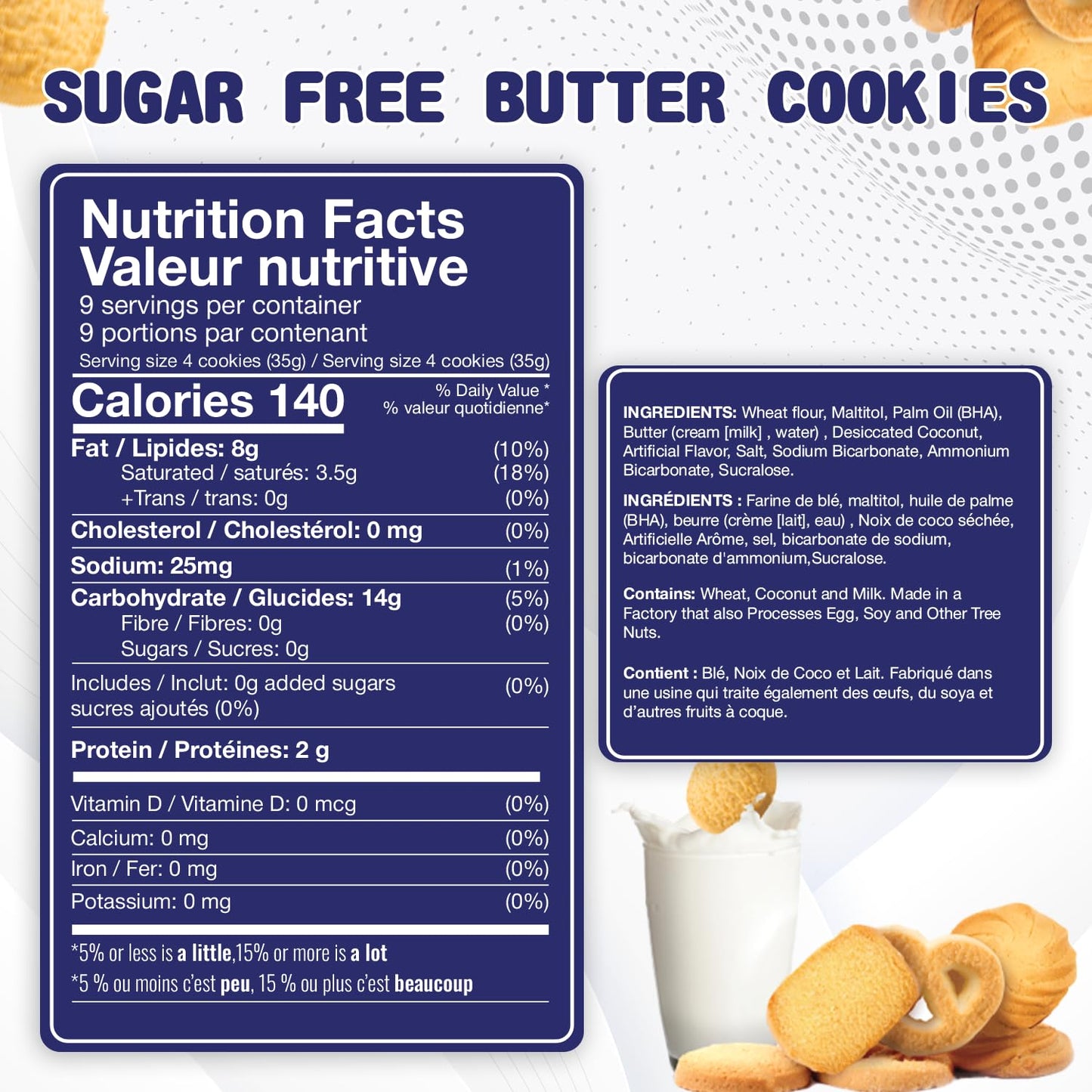 Sugar Free Butter Cookies 36 Count Traditional Danish Cookies, Premium Assorted Shortbread cookies for Diabetics (1 Pk, 11 Ounce)