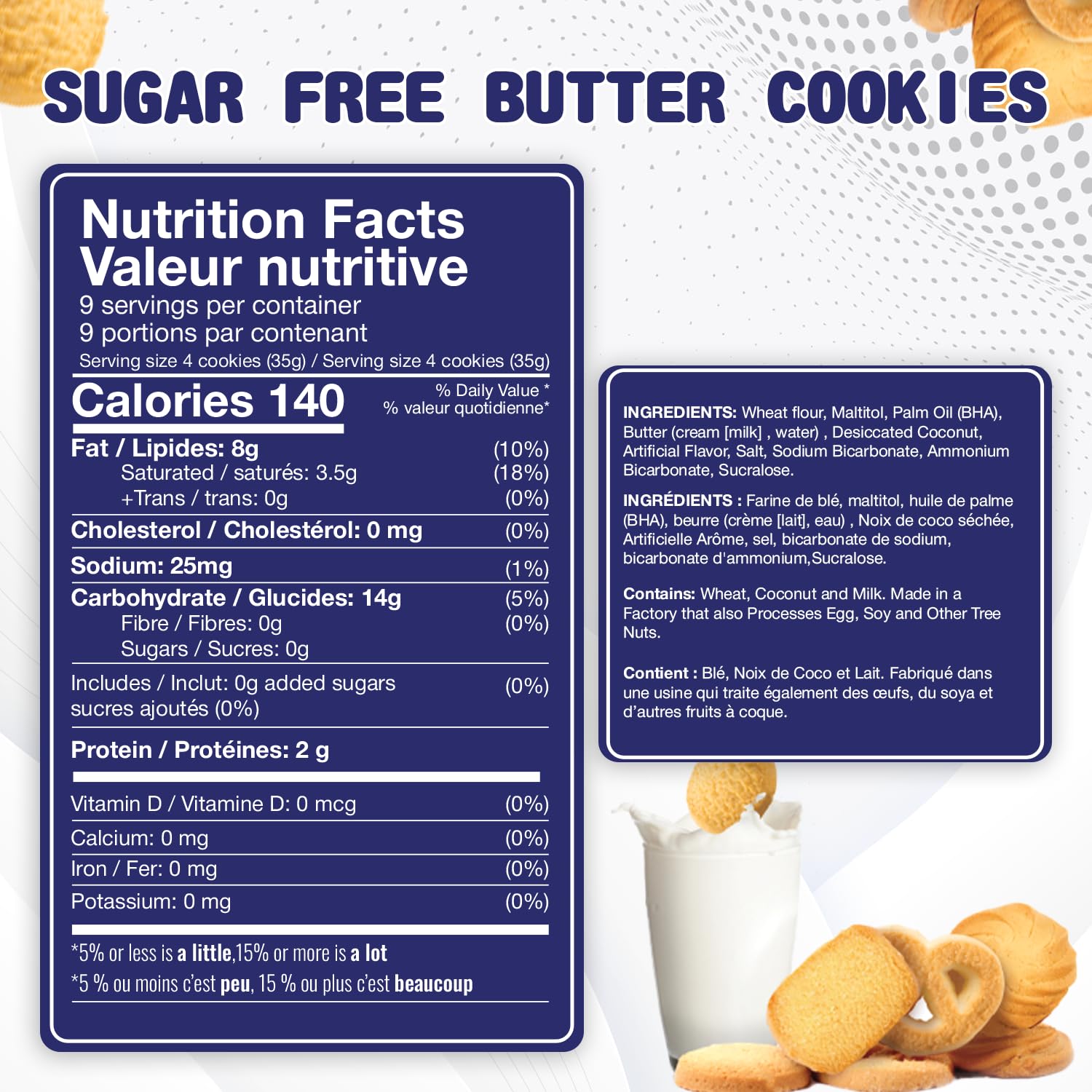 Sugar Free Butter Cookies 36 Count Traditional Danish Cookies, Premium Assorted Shortbread cookies for Diabetics (1 Pk, 11 Ounce)