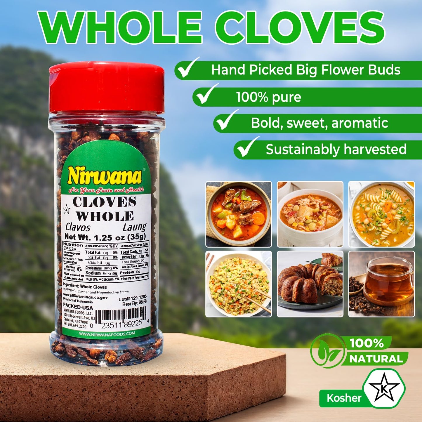 Nirwana Asian Indian spice CLOVES Whole 1.25 oz | Laung | Clavo | Premium Quality for Cooking, Baking, Tea, Beverages, Pomander Balls, Hand Selected