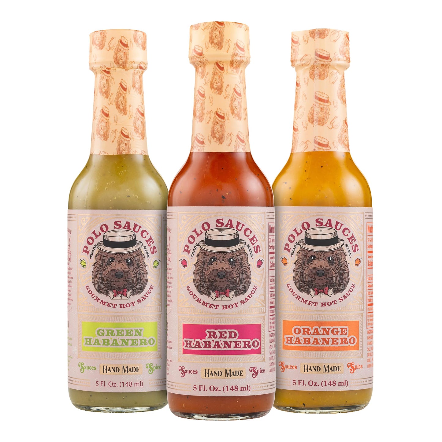 POLO Hot Sauce Variety Pack - Habanero Hot Sauce Gift Set (3 Pack) Red, Green & Orange, Small Batch & Handcrafted in Florida, USA - Gluten Free