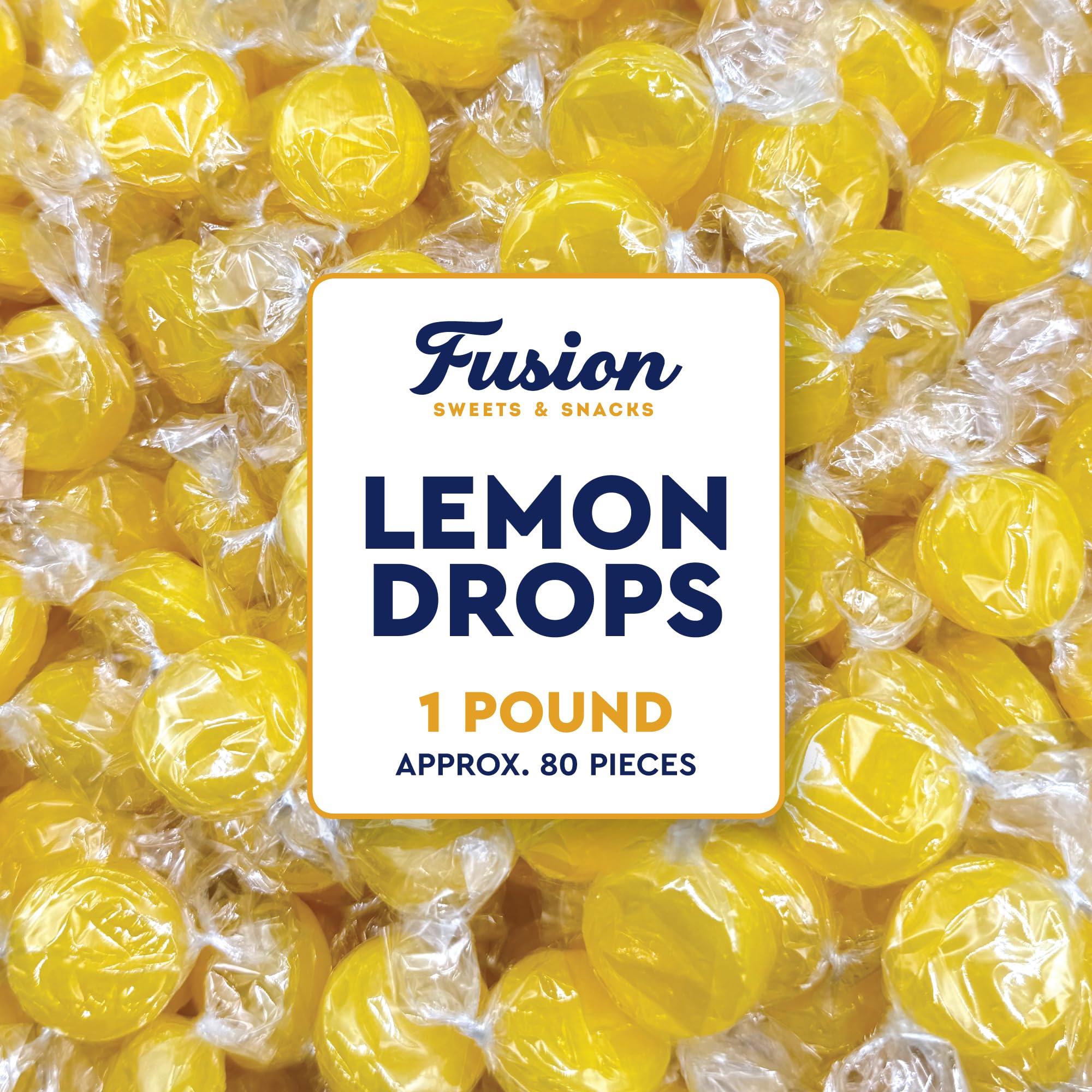 Lemon Drops Hard Candy Old Fashioned 1 Pound Bulk Bag, Individually Wrapped Classic Lemon Candy, Tart Citrus Flavor, Traditional Yellow Hard Sweets