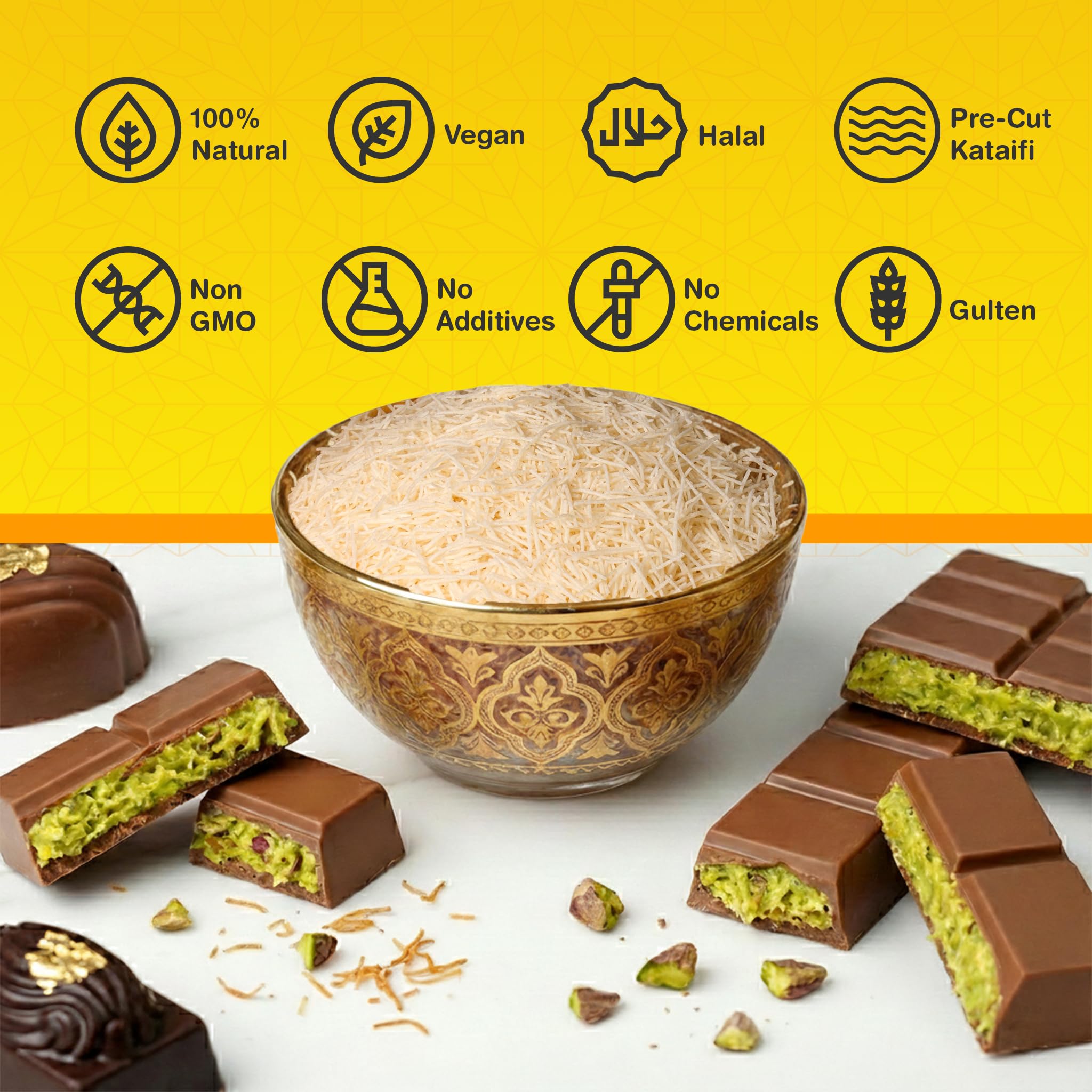 MELIKE Dried & Chopped Kataifi Shredded Fillo Dough 7oz (200g). dried Kadayif Pastry Dough, Ingredient for The Viral Dubai Chocolate Bar, Shredded