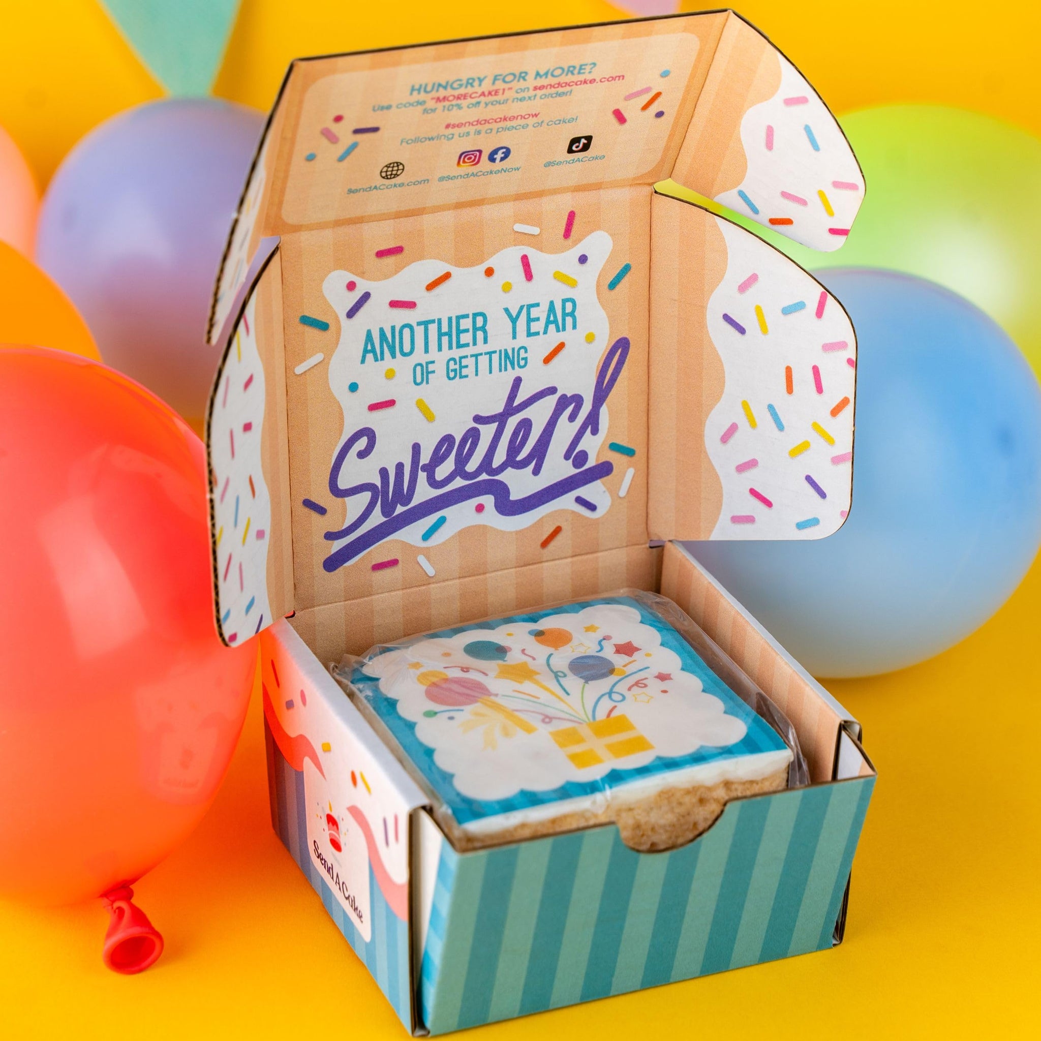 Happy Birthday Gourmet Sweet Treat Gift Box with 1 Delicious Jumbo Chocolate Caramel Crispy Treat - Ready-to-Gift Birthday Treat Box for Women, Men