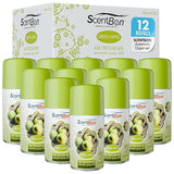 ScentBon Air Freshener Refill Metered Aerosol Can, Cinnamon, Fresh Linen, Green Apple, Mango, Ocean, Vanilla, Pack of 12 (12, Green - Green Apple