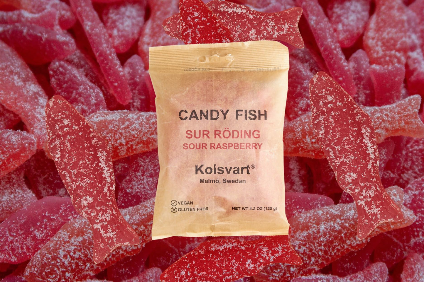 Kolsvart Sour Raspberry Swedish Candy - Vegan & Gluten-Free Gummies with Natural Fruit Flavor - Scandinavian Gummy Candy - 4.2 oz Each (Pack of 5)