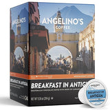 Angelino's Coffee Breakfast in Antigua Coffee Pods, 24 Count - Medium Roast Shade-Grown Guatemalan Blend, K Cup Compatible for Keurig - Notes