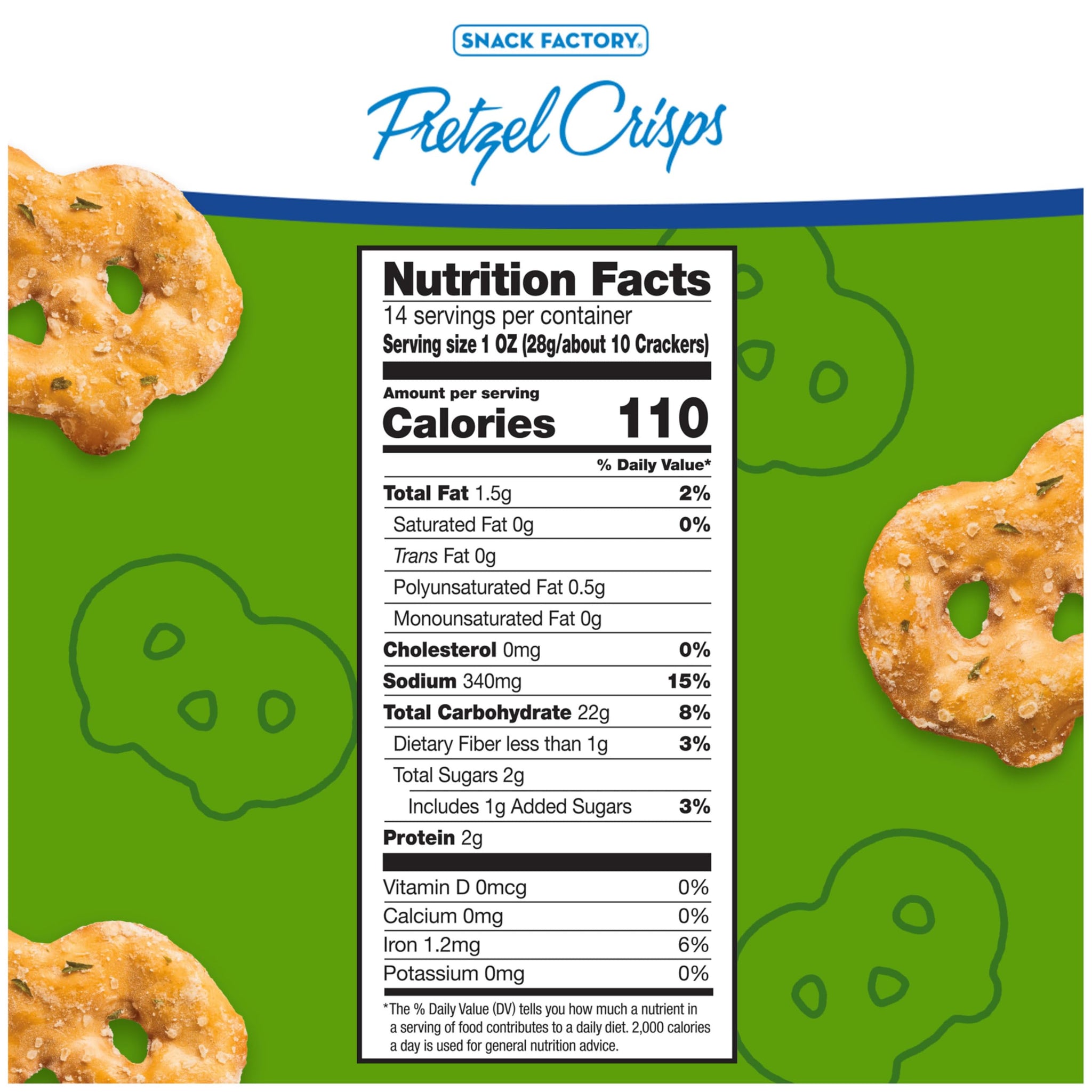 Snack Factory Garlic Parmesan Pretzel Crisps, 14 OZ Party Size Bag