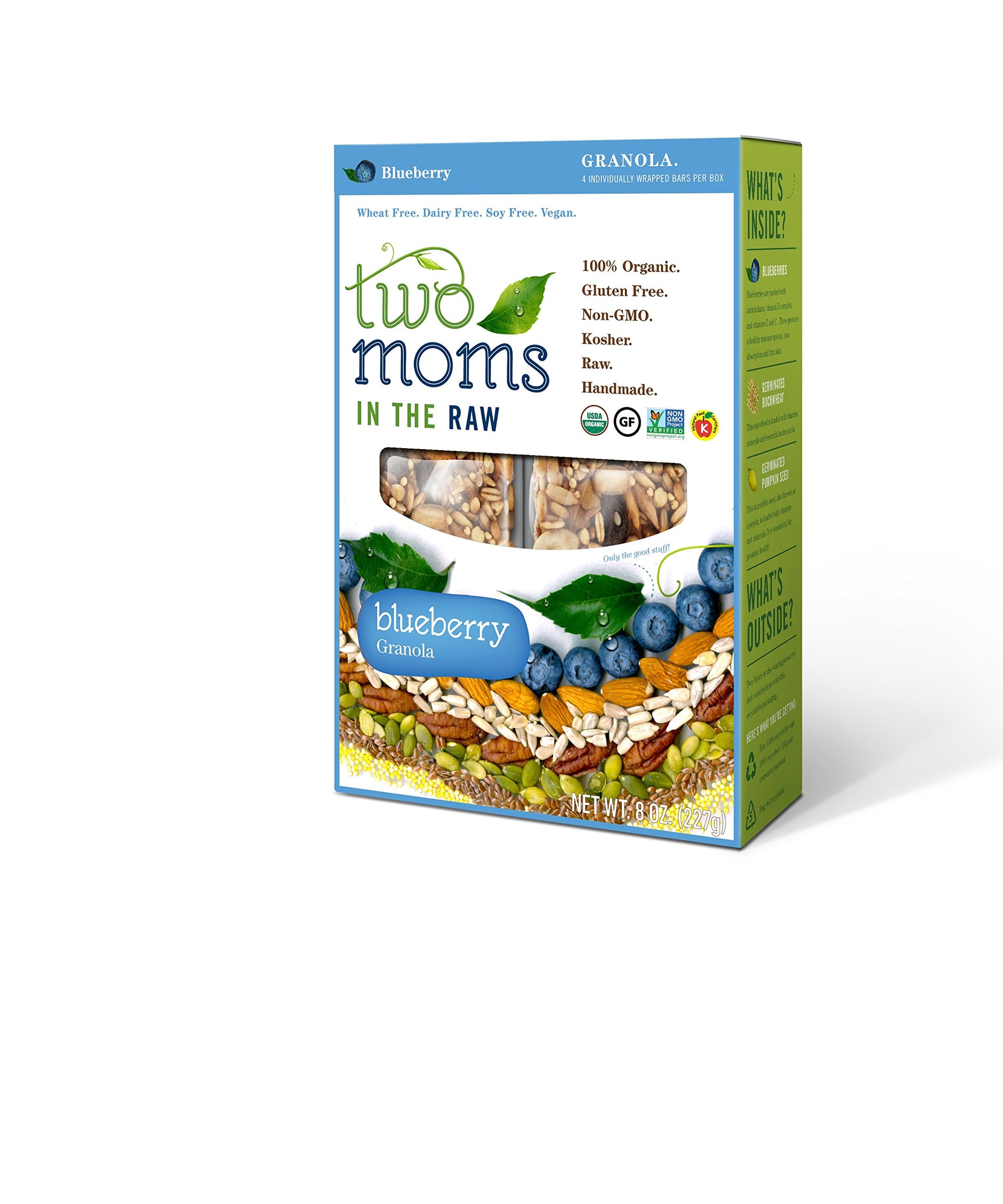 Two Moms Organic Granola Bars, Blueberry, 8 Ounce