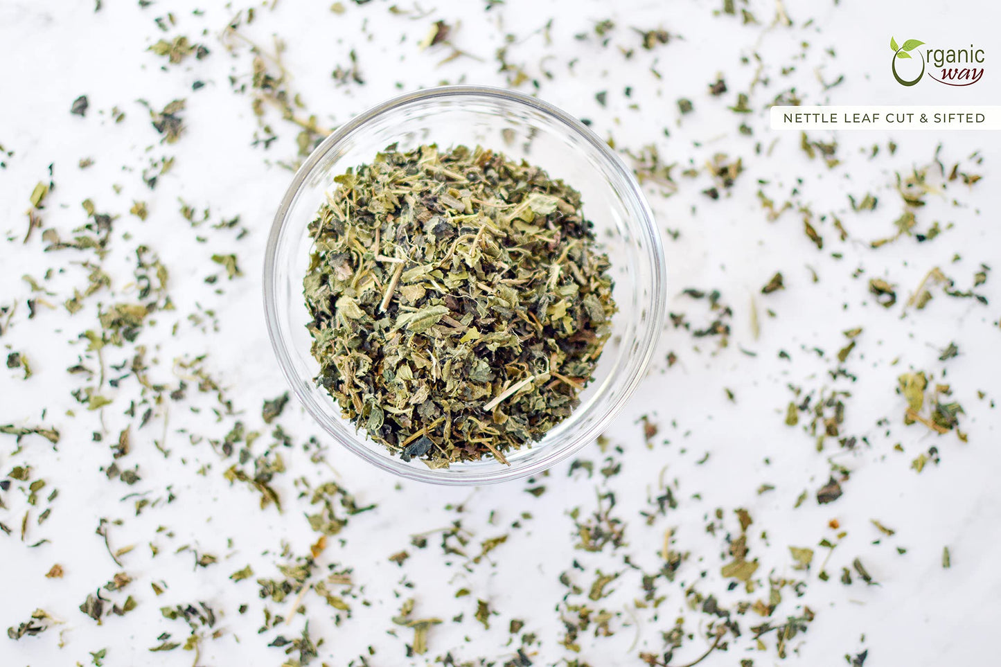 Organic Way Stinging Nettle Leaf Cut & Sifted (Urtica dioica) - Herbal Tea | European Wild-Harvest | Kosher Certified | Vegan, Non GMO & Gluten Free |