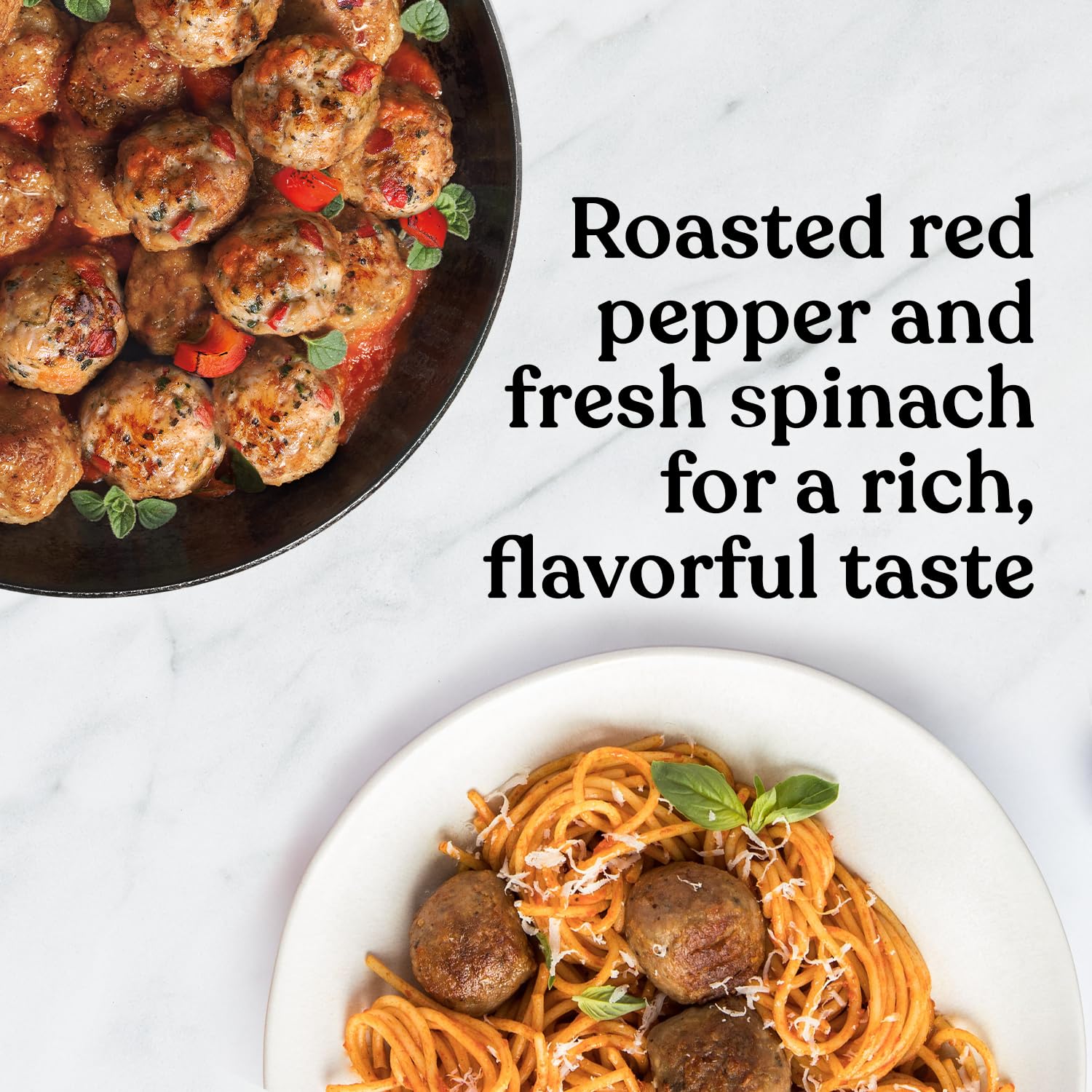 Amylu Foods Organic Spinach & Red Pepper Chicken Meatballs, Natural Ingredients, 15g of Protein, Chicken Raised with No Antibiotics, Fully Cooked