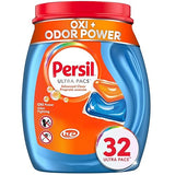 Persil Ultra Pacs Advanced Clean Oxi+Odor Power Laundry Detergent, 32 Count, No Mess, Single-Dose Laundry Soap, Fights Tough Stains & Odors, All Water