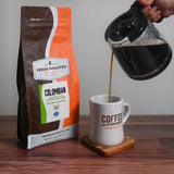 Fresh Roasted Coffee, 100% Colombian Water-Processed Half-Caf Whole Bean Coffee, Medium Roast, Kosher, 2 lb (32 oz)
