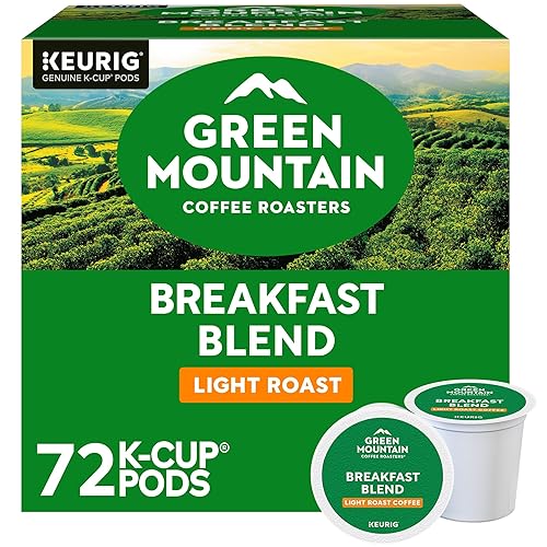 Green Mountain Coffee Roasters Breakfast Blend, Single-Serve Keurig K-Cup Pods, Light Roast Coffee Pods, 72 Count