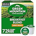Green Mountain Coffee Roasters Breakfast Blend, Single-Serve Keurig K-Cup Pods, Light Roast Coffee Pods, 72 Count