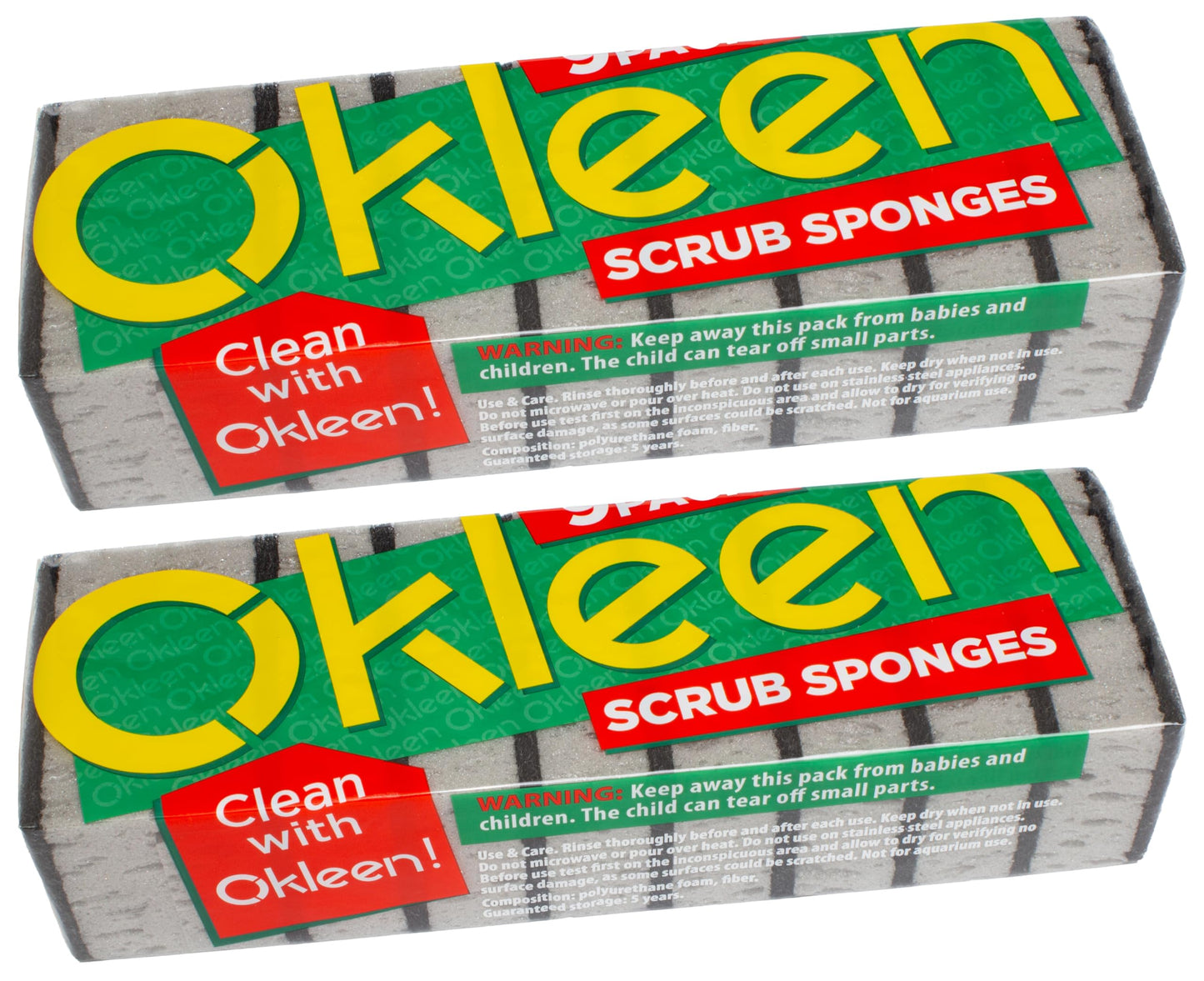 Okleen Multi Use Scrub Sponges. Made in Europe (Grey, 18 Pack)
