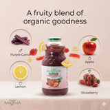 Pure Anatolia Organic Strawberry Juice Detox Blend 32 fl oz - Natural Juice with Apple, Lemon & Carrot - Organic Drink With No Preservatives and Sugar