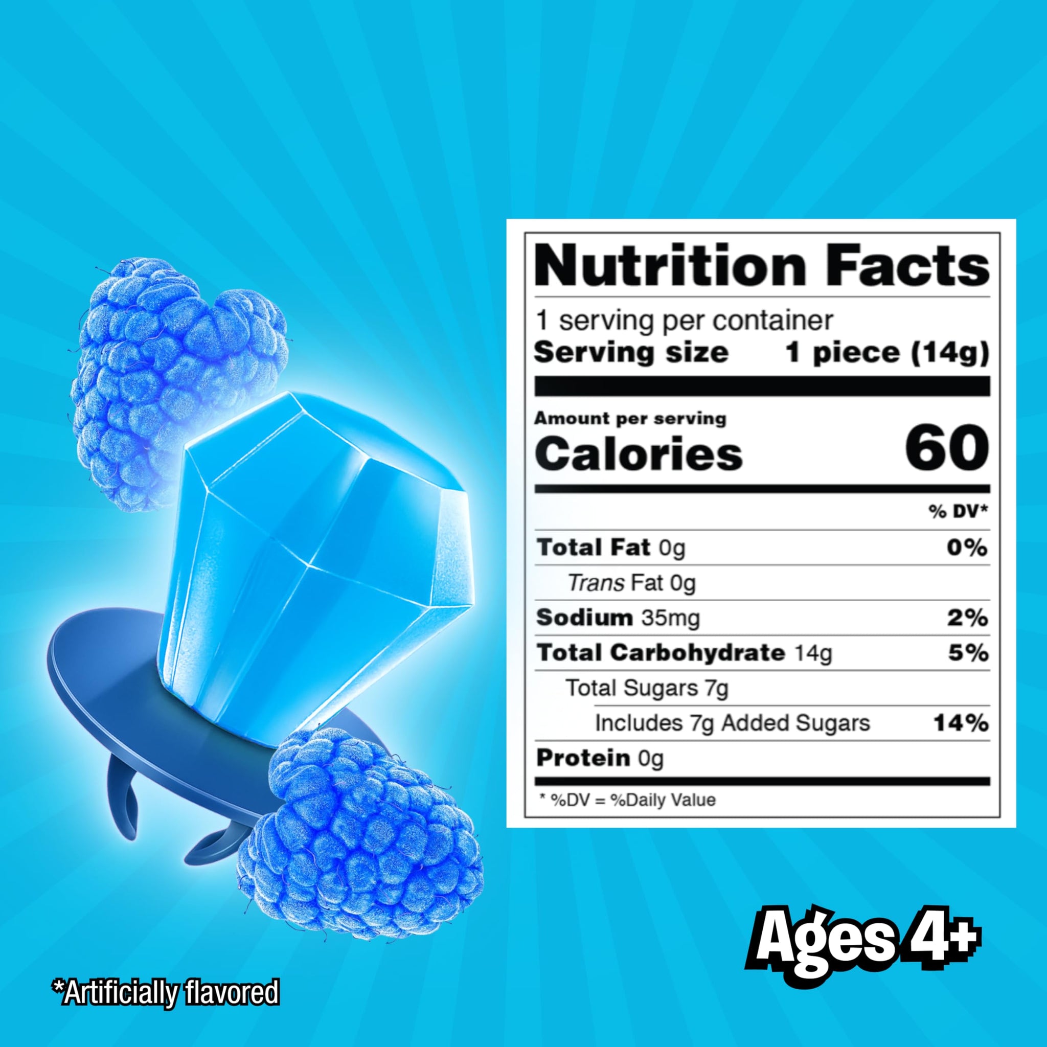 Ring Pop Individually Wrapped Blue Raspberry 30 Count Bulk Lollipop Pack - Blue Raspberry Flavored Lollipop Suckers for Kids - Fun Candy Bulk