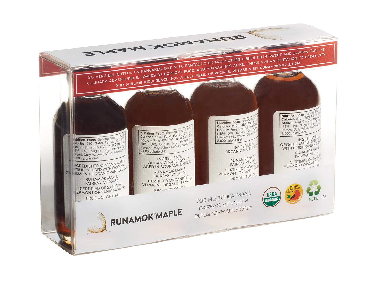 Runamok Organic Vermont Maple Syrup, Pantry Favorites Pairing Collection, 2 oz (4 count), 60mL, Traditional, Barrel-aged and Infused Organic Maple