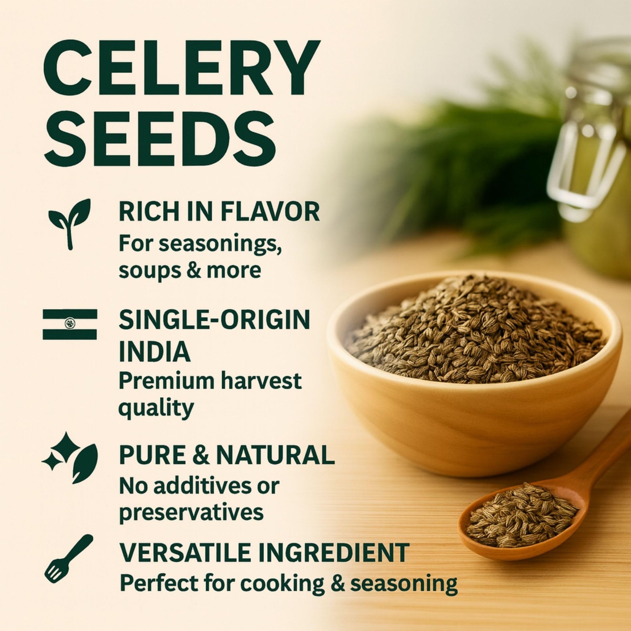 SPICY PANTRY Celery Seeds 4 oz - Whole, Aromatic Spice for Pickling, Salad, Dressings, Soups and Spice Blend - Bold Earthy Flavor, Antioxidant-Rich