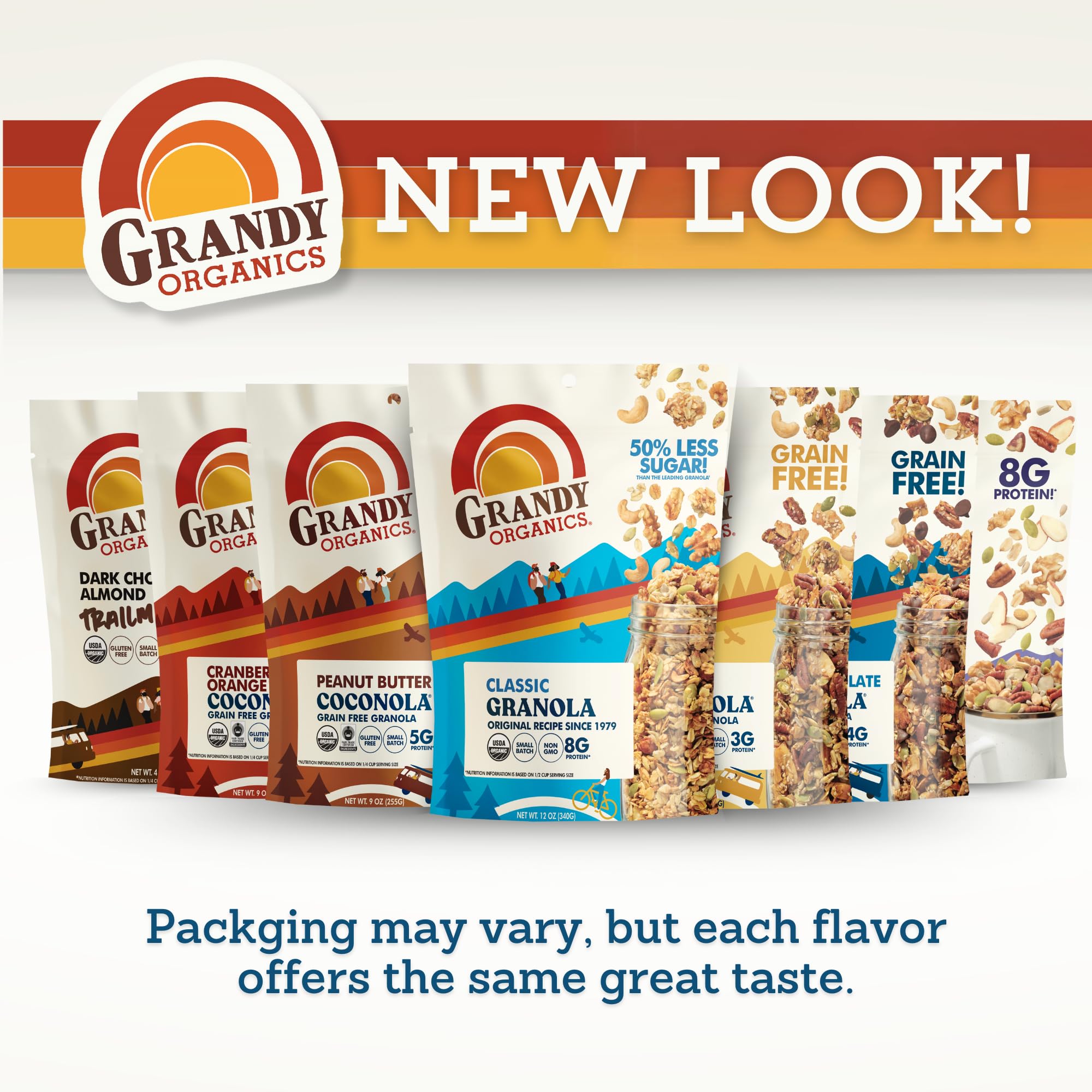 Grandy Organics Dark Chocolate Sea Salt Granola - Certified Organic & Gluten Free Granola - 6g Protein - Non GMO & Vegan - Chocolate, Seeds & Nuts - 6