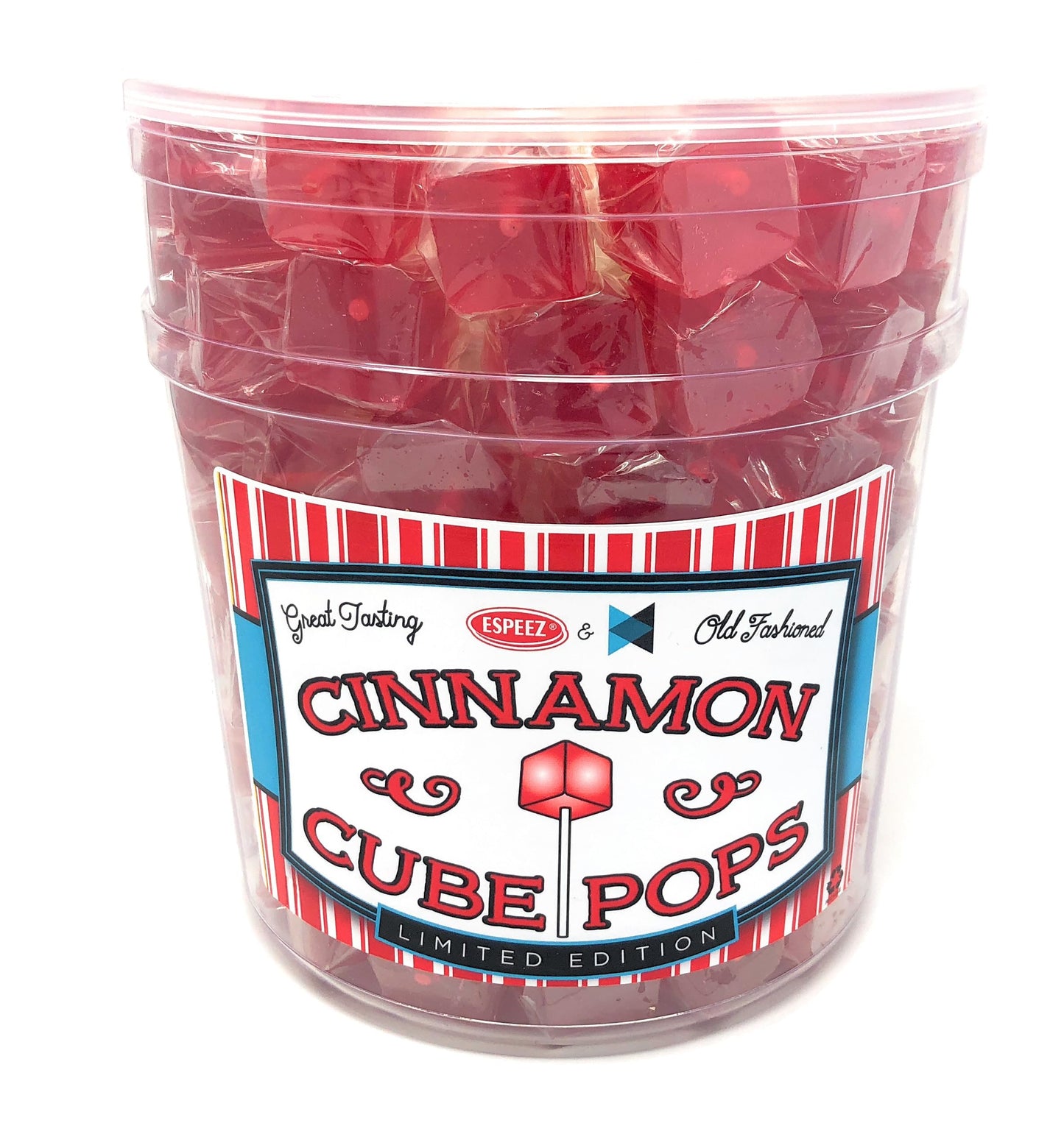 Hard Candy Cube Lollipop Suckers: Individually Wrapped Flavored Sucker Pack by Espeez - Old Fashioned Square Party Pops in Bulk - Cinnamon, 100 Count