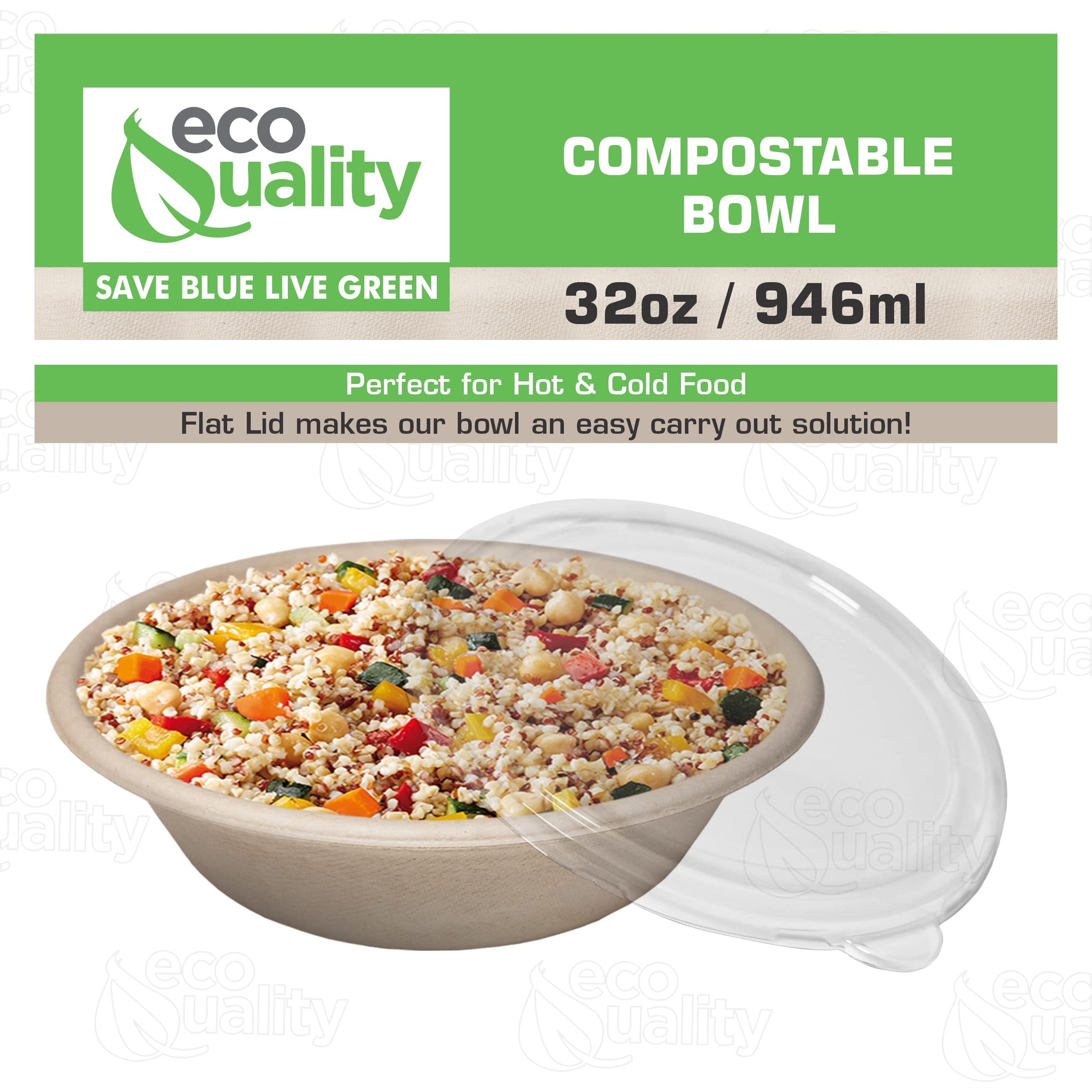 [25 Pack] 32 oz Round Disposable Compostable Paper Bowls with Lids Heavy-Duty, Eco-Friendly Natural Bagasse Unbleached, Heat Resistant, 100%