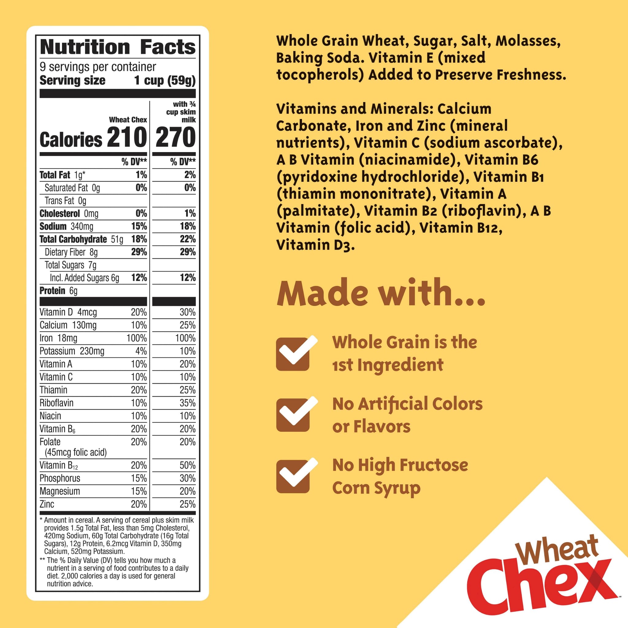 Wheat Chex Breakfast Cereal, Homemade Chex Mix Ingredient, Family Size, 19 oz