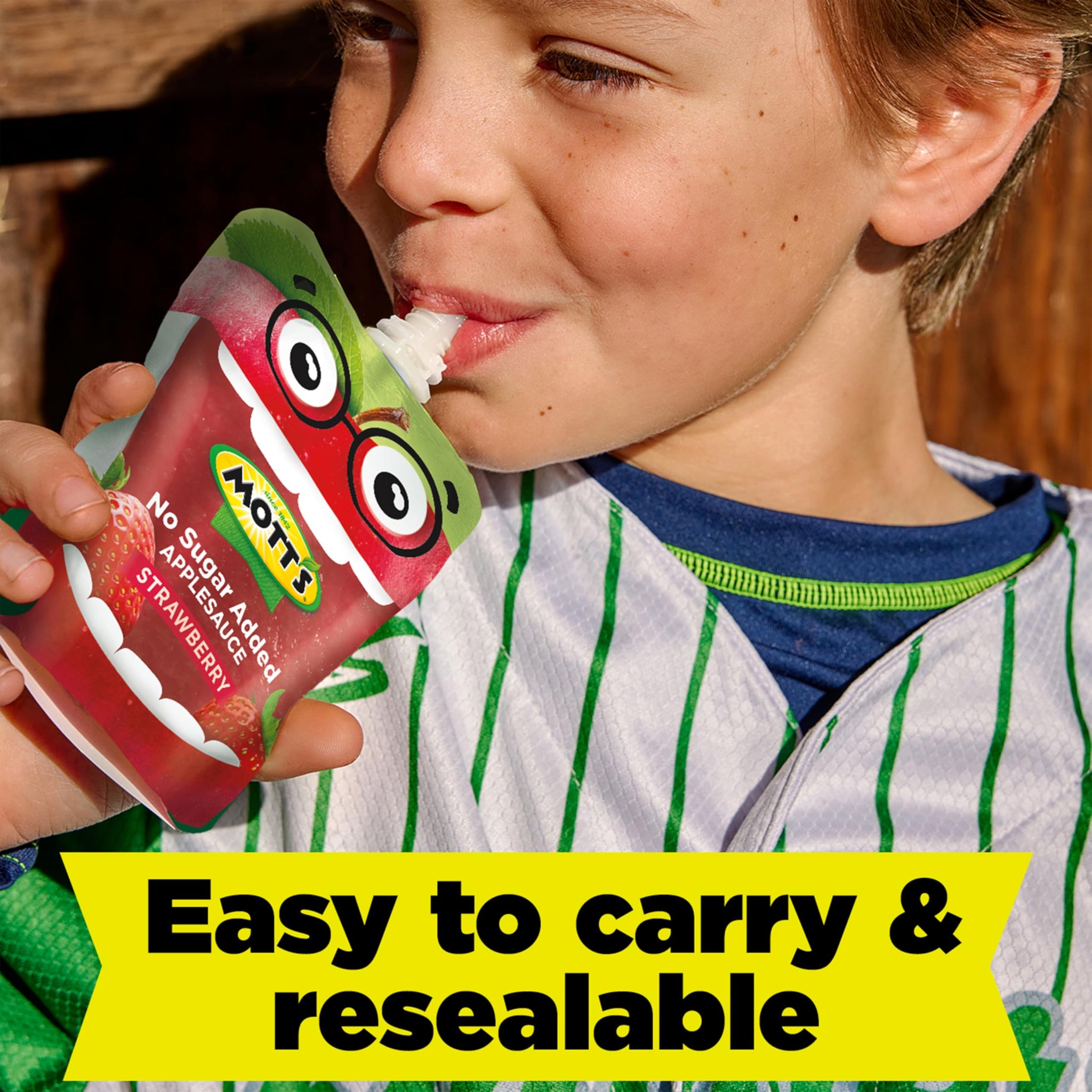 Mott's No Sugar Added Strawberry Applesauce, 3.2 oz clear pouches, 12 count