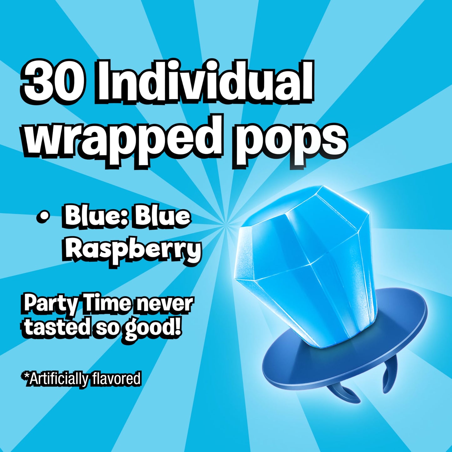 Ring Pop Individually Wrapped Blue Raspberry 30 Count Bulk Lollipop Pack - Blue Raspberry Flavored Lollipop Suckers for Kids - Fun Candy Bulk