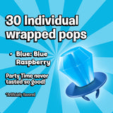 Ring Pop Individually Wrapped Blue Raspberry 30 Count Bulk Lollipop Pack - Blue Raspberry Flavored Lollipop Suckers for Kids - Fun Candy Bulk