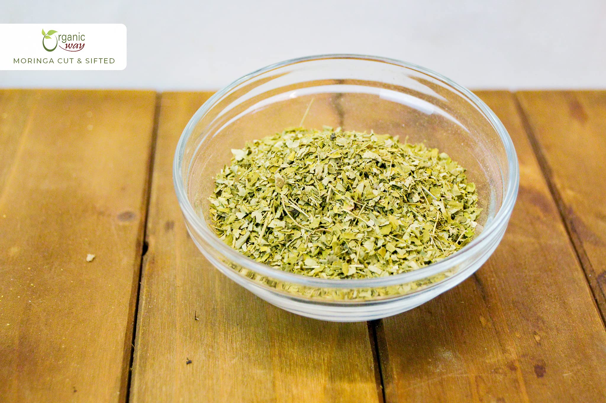 Organic Way Moringa/Drumstick Leaf Cut & Sifted (Moringa oleifera) | Herbal Tea - Organic & Kosher Certified | Vegan | Non GMO & Gluten Free | USDA