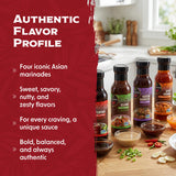 KA-ME Authentic Asian Marinade Sauce Variety Pack - Teriyaki, Sesame, Korean Barbecue, Spicy Orange - Asian BBQ & Grilling Sauce Bundle - Non-GMO