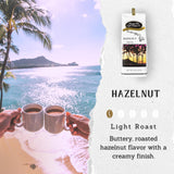 Hawaiian Isles Coffee Hazelnut Flavored, Light Roast Ground Coffee, Roasted with Aloha - 8 Ounce Bag