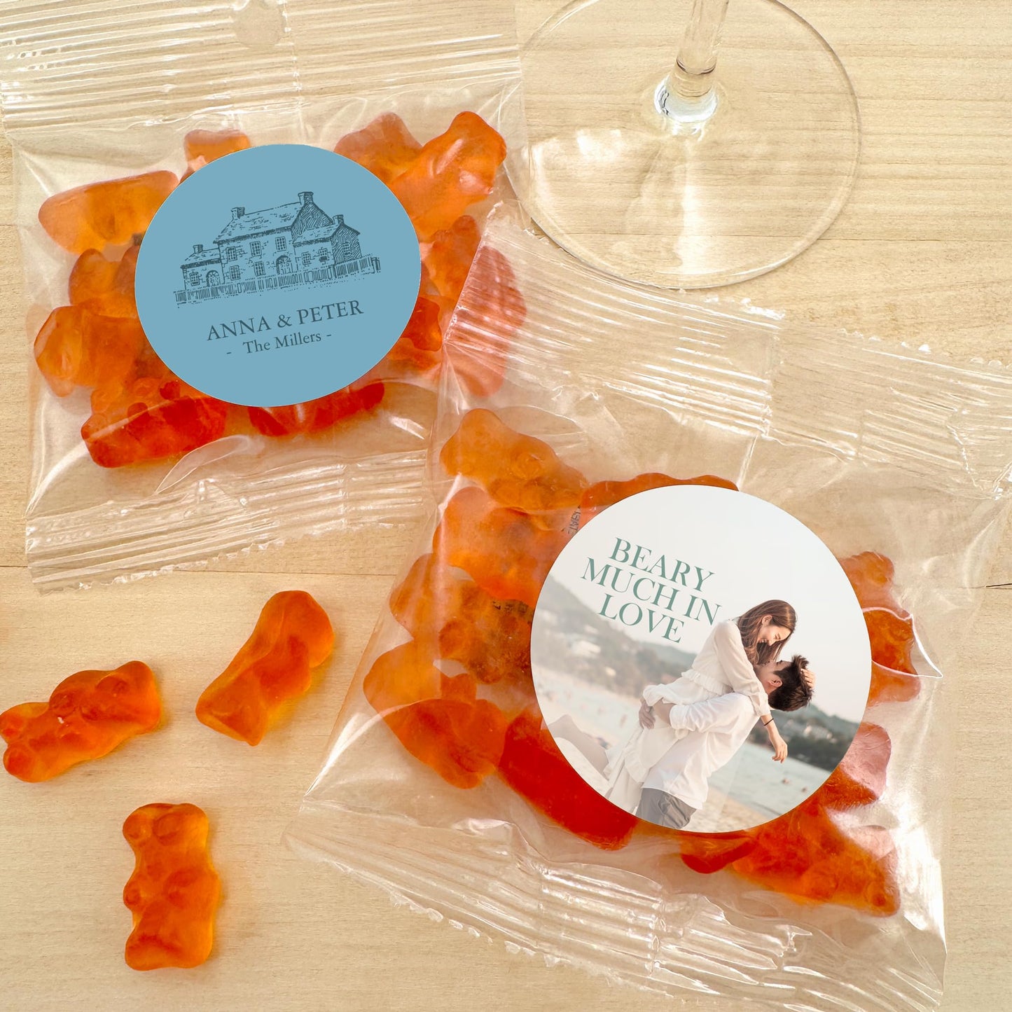Personalized Gummy Bear Favors - Champagne Flavor, Personalized Champagne Gummy Bears Packets (Set of 24)