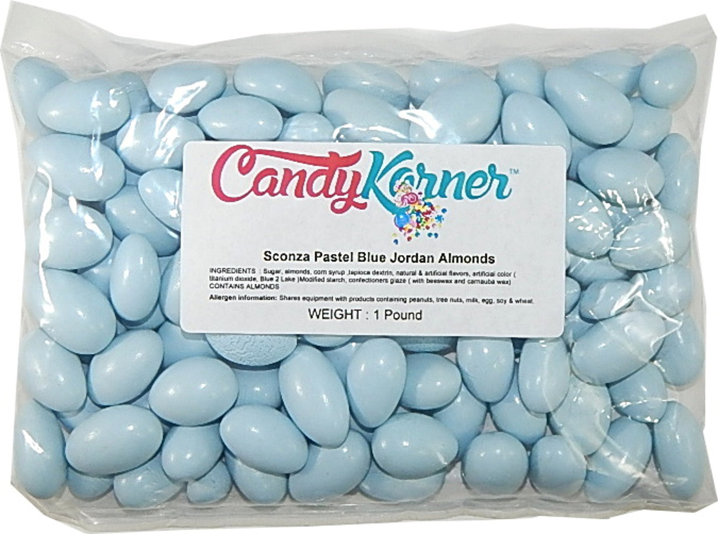 Sconza Jordan Almonds Pastel Blue 1 Pound (16 OZ)