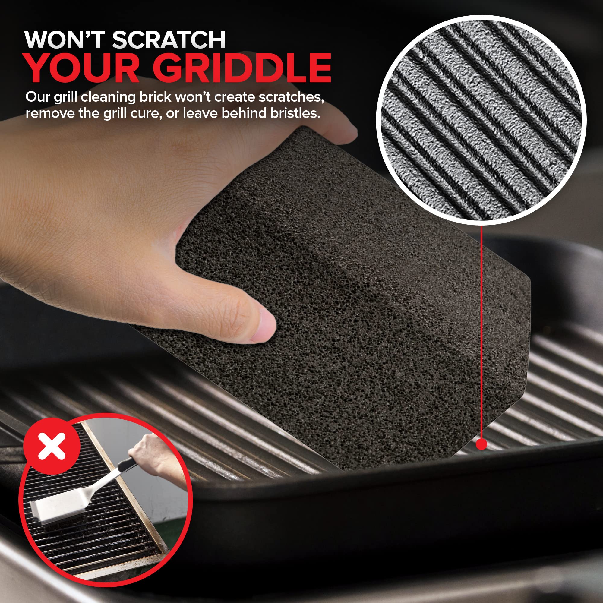 Stock Your Home Grill Cleaning Brick (4 Pack) - Heavy Duty Grill Cleaning Brick - Pumice Stone Brick for Flat Tops and Griddles - Blackstone Griddle