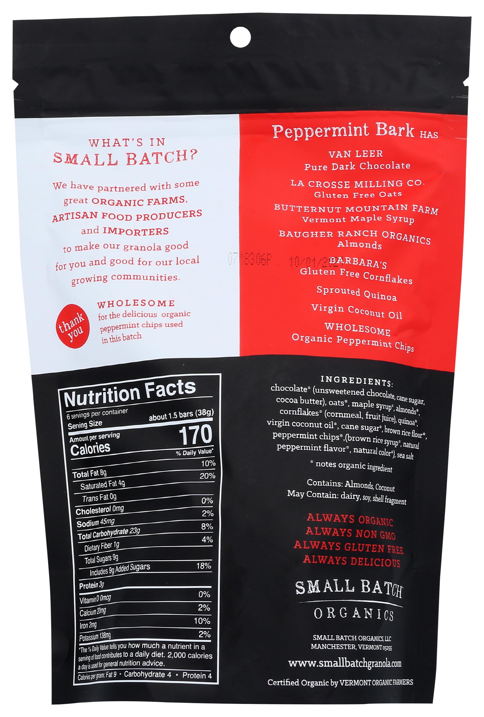 SMALL BATCH ORGANICS Organic Peppermint Granola Bark, 8 OZ