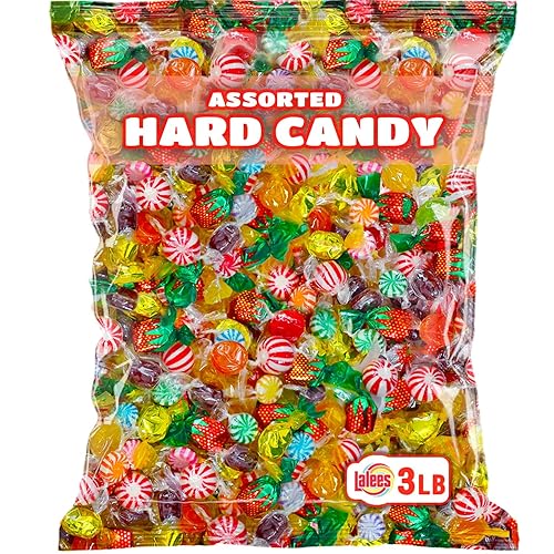 Lalees Hard Candy Mix - 3 LB - Approx. 220 Pieces - Assorted Classic Desk Hard Candy - Large Bag for Office - Individually Wrapped - Mint, Starlight