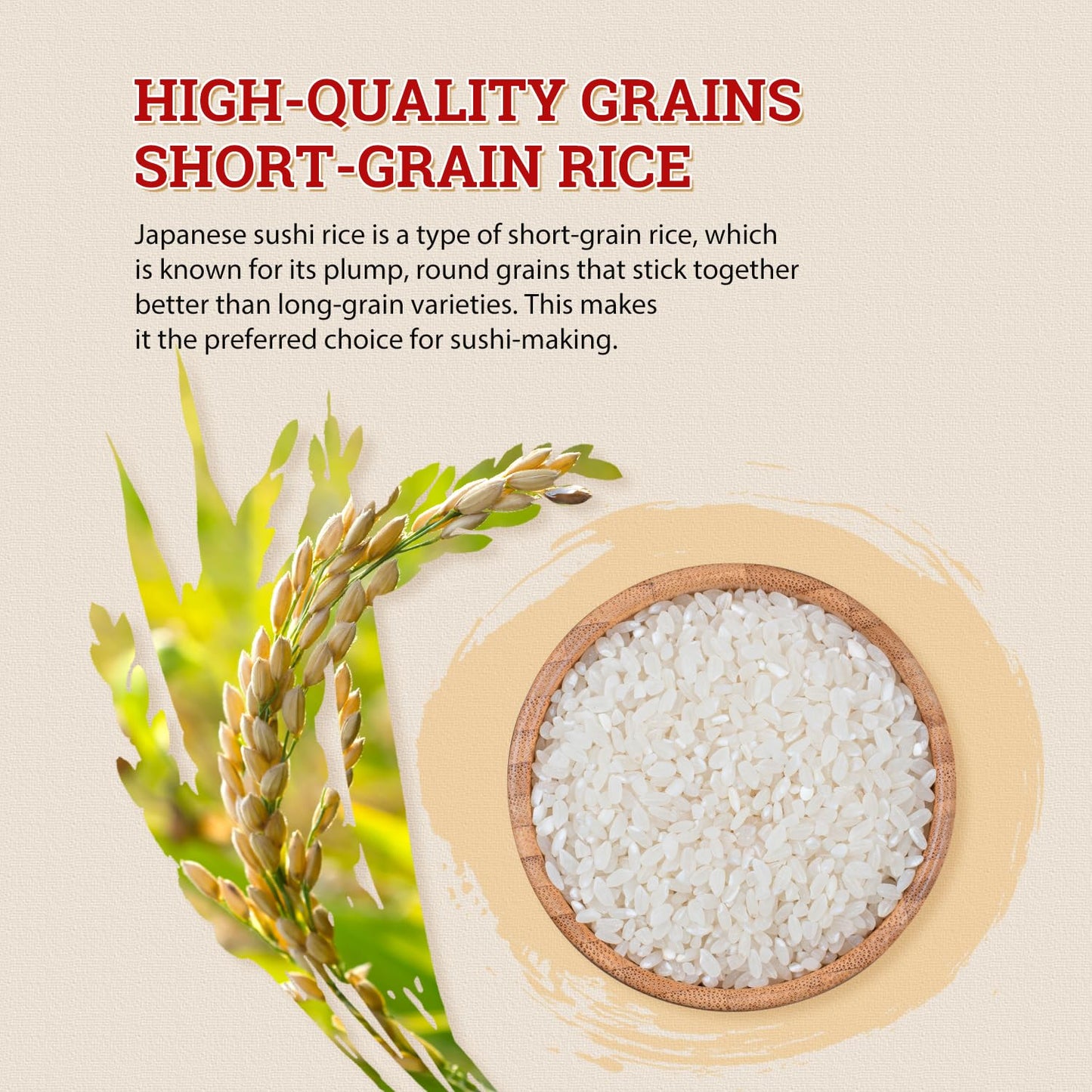 52USA Sushi Rice 2 Pound (32 Ounce), Premium Short Grain Rice, White Sticky Rice for Sushi and Japanese Food, Gluten-Free, Vegan