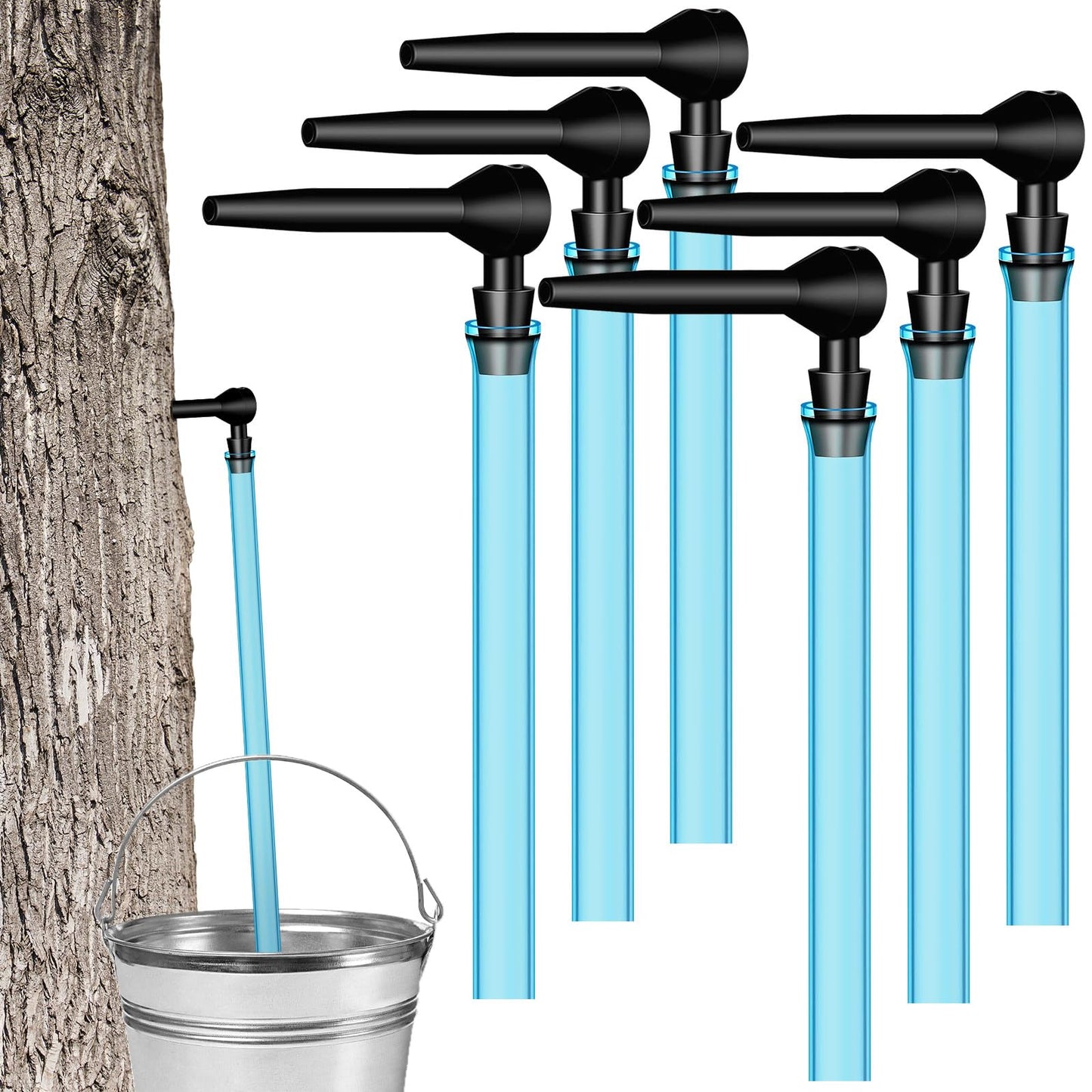 6 Set Maple Syrup Tapping Kit Tree Taps with 2ft Tubing Syrup Sugaring Starter Taps for Pure Maple & Birch Syrup Collection