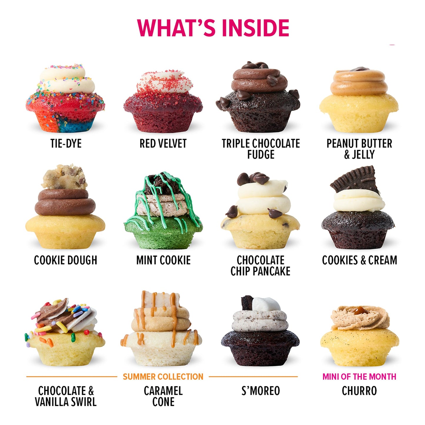 Baked by Melissa Cupcakes - Latest & Greatest - Assorted Bite-Size Cupcakes - 12 Flavors Include: Red Velvet, Triple Chocolate, Cookie Dough & More